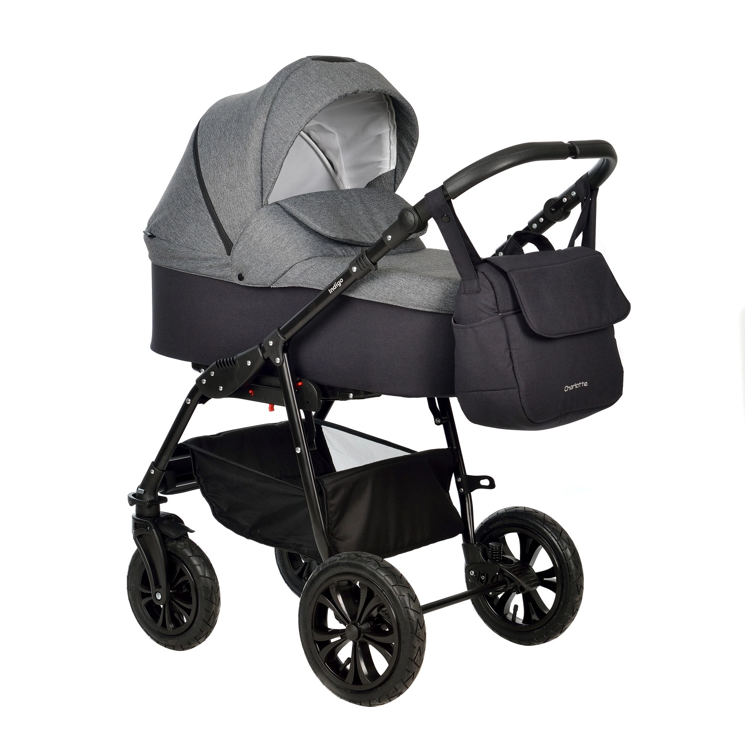 Коляска 2 в 1 Indigo CHARLOTTE Sity  черный+т.серый 9321be0cbc1b162a549a56770d26c1ad