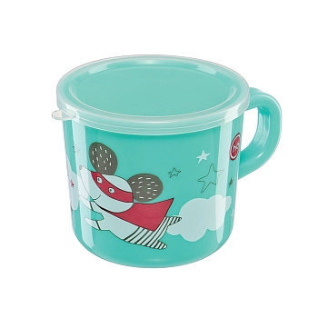 Кружка с ручкой и крышкой Happy Baby (Mint)