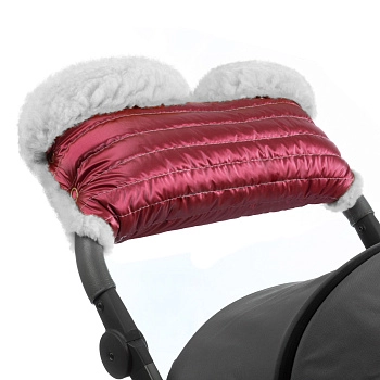Муфта для рук на коляску Esspero Soft Fur Lux (Натуральная шерсть) (Ruby)
