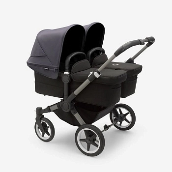 Коляска для двойни 2 в 1 Bugaboo Twin Donkey 5 (Black/Midnight Black/Stormy Blue)