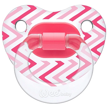Ортодонтическая соска-пустышка WeeBaby прозрачная, с рисунком, с 6 месяцев (розовый)