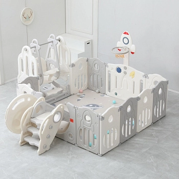 Манеж UNIX Kids SUPREME Space 160x160  (Grey с качелями)