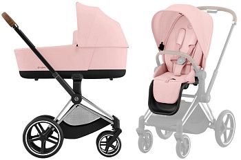 Коляска 2 в 1 Cybex Priam IV (шасси Chrome Brown) (Peach Pink)