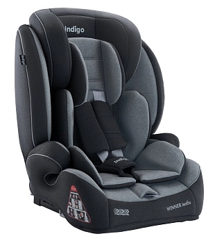 Автокресло Indigo WINNER ISOFIX, YB706B, группа 1+2+3  (т.серый-св.серый)