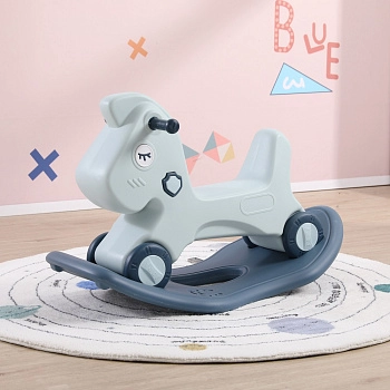 Лошадка-качалка-беговел UNIX Kids Grey (Blue)