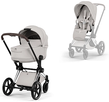 Коляска 2 в 1 Cybex Priam V Chrome Brown Style Collection (City Grey)
