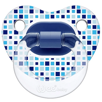 Ортодонтическая соска-пустышка WeeBaby прозрачная, с рисунком, с 6 месяцев (синий)