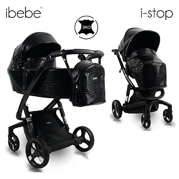 Коляска 2 в 1 IBEBE I-Stop LEATHER Crocodile (Black/Black)