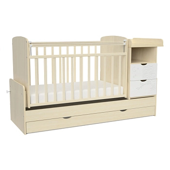 Детская кроватка Indigo "Соната" (маятник) (береза-белый)