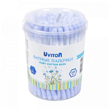 Ватные палочки Uviton (100шт. в уп.) цветные (Голубой)