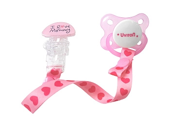 Пустышка + держатель Uviton, 0-6мес. арт. 0193 (I love mommy)