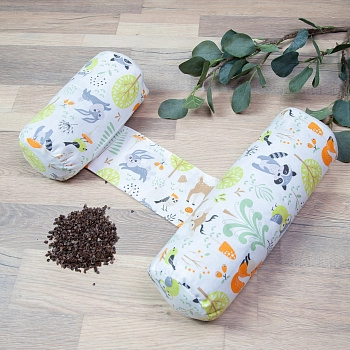 Подушка (валик-позиционер для боковой поддержки) Amarobaby с лузгой гречихи Nature Anatomy (Зверята белый)