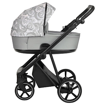 Коляска 3 в 1 Roan Sol Flowers (Gray/Black/руч.Черный)