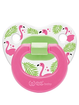 Ортодонтическая соска-пустышка WeeBaby с рисунком, с 6 месяцев (розовый)