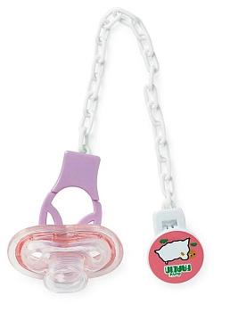 Эластичная пустышка и цепочка от Farlin с 6+ мес. (Розовый)