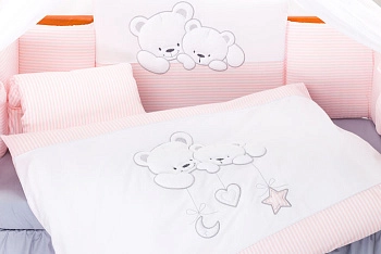 Комплект постельного белья Lepre Sweet Bears 6 предметов (125*65) (22 розовый в полоску)