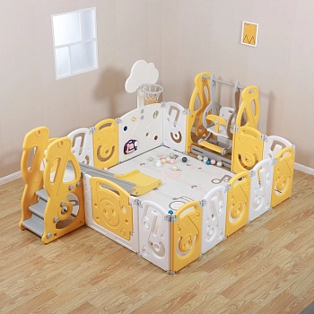 Манеж UNIX Kids SUPREME Music 200x200 (Yellow с качелями)