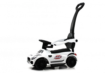 Детский толокар RiverToys F001FF-P с родительской ручкой (белый)