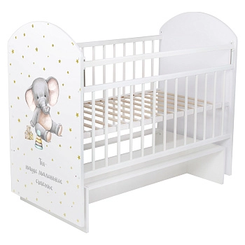 Детская кроватка Indigo "My Sleepy" (маятник) массив березы (белый Слоник)