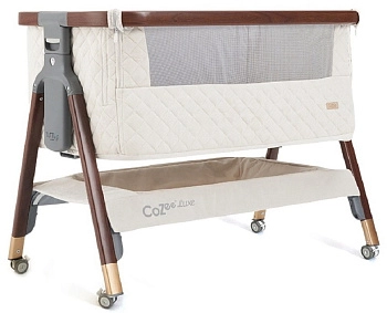 Колыбель для новорожденных приставная Tutti Bambini CoZee Luxe с колесами (Walnut/Cream)