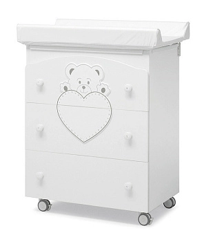 Пеленальный комод с ванночкой Erbesi Cucciolo Pretty (со стразами Swarovski) (White (белый))