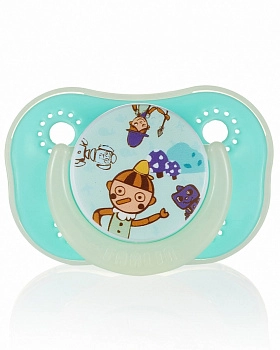 Силиконовая пустышка Farlin 0-6 мес. (в контейнере + цепочка для пустышки) (Голубой)