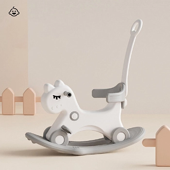 Лошадка-качалка-беговел UNIX Kids Grey (Grey (с ручкой))