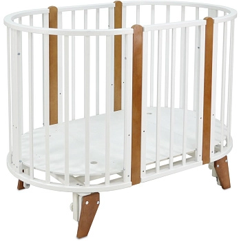 Кроватка-трансформер 7 в 1 Sweet Baby San Martino с маятником (Белый/Натуральный)