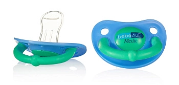 Пустышка силиконовая ортодонтическая Bebe Due MEDIC, 2 шт. (0-6 синий-зеленый)