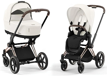 Коляска 2 в 1 Cybex Priam IV (шасси Rosegold) (Off White)