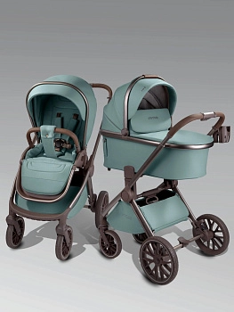 Коляска 2 в 1 Amarobaby Motus Premium Ecco Exclusive (Экокожа) (лагуна)