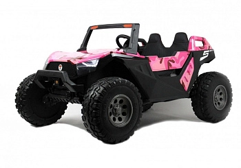 Детский электромобиль RiverToys A707AA LUX 4WD (розовый камуфляж)
