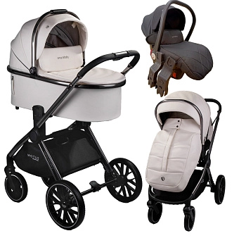 Коляска 3 в 1 Amarobaby Motus Premium Ecco (молочный)