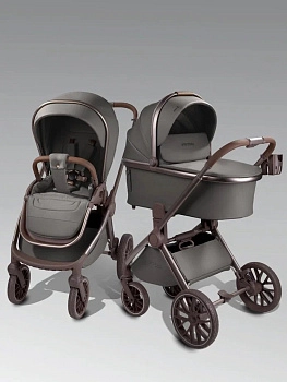 Коляска 2 в 1 Amarobaby Motus Premium Ecco Exclusive (Экокожа) (серый)