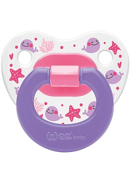 Ортодонтическая соска-пустышка WeeBaby с рисунком, с 6 месяцев (фиолетовый)