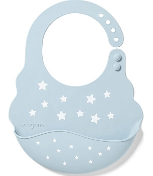 Нагрудник силиконовый BabyOno с регулируемой застежкой (Небесный)