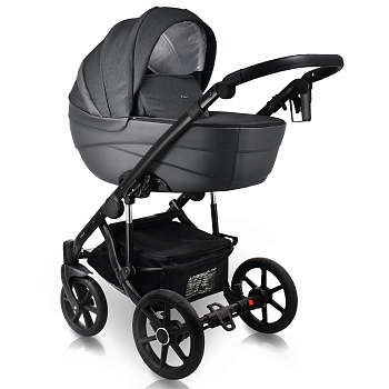 Коляска 2в1 BEXA IDEAL (т.серый+серая кожа)