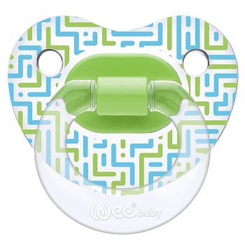 Ортодонтическая соска-пустышка WeeBaby прозрачная, с рисунком, с 6 месяцев (зеленый)