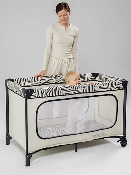 Манеж-кровать Amarobaby SMART (молочный/графит)