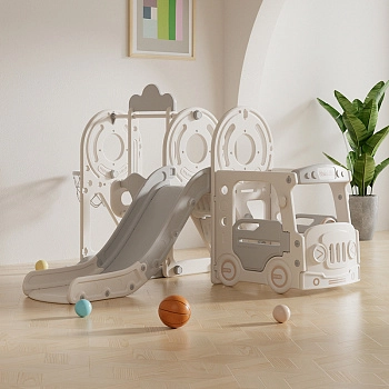 Игровой комплекс с горкой и качелями UNIX Kids Bus (171 cm) (Grey)