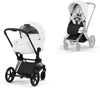 Коляска 2 в 1 Cybex Priam V Matt Black Style Collection (Off White)