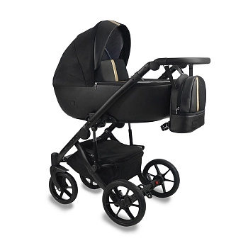 Коляска 2в1 BEXA AIR  (черная кожа+золотой)