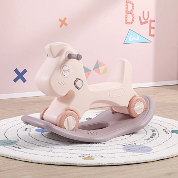 Лошадка-качалка-беговел UNIX Kids Grey (Rose)
