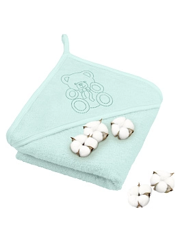Полотенце махровое с уголком Globex (Мишка с бантиком бирюза)