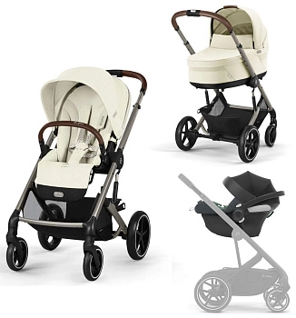 Коляска 3 в 1 Cybex Balios S Lux TPE (Seashell Beige с дождевиками)