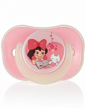 Силиконовая пустышка Farlin 6+ мес. (в контейнере + цепочка для пустышки) (Розовый)