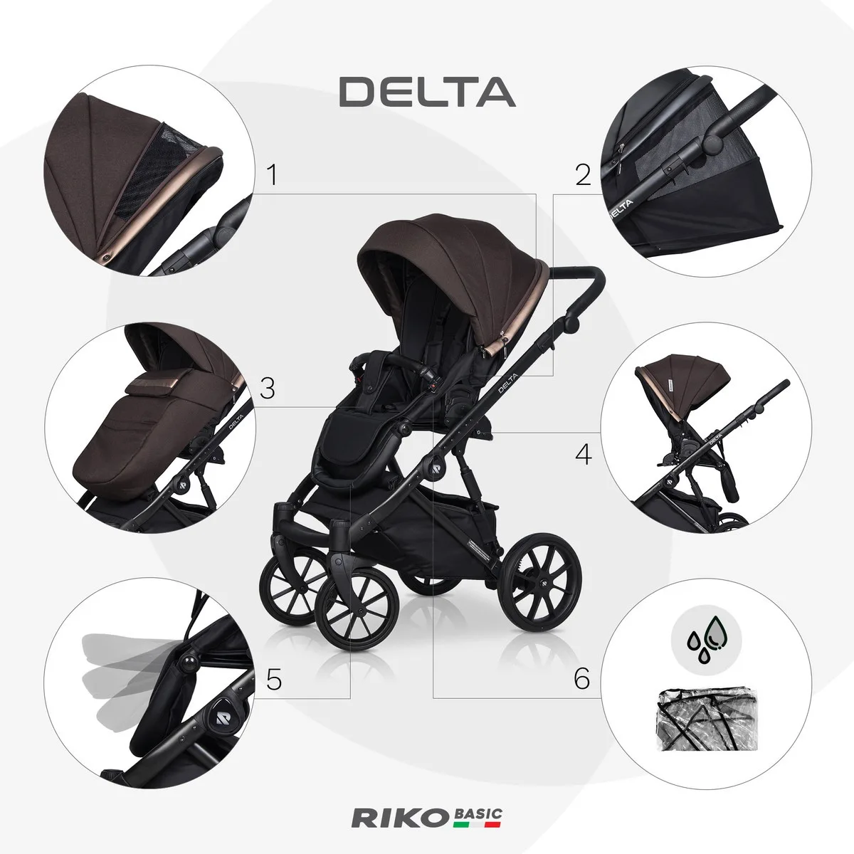 Коляска 3 в 1 RIKO BASIC DELTA 04 Chocolate (темно-коричневый) n3qr8wsbz8nz1lxn1cxdlupbnoe454jo