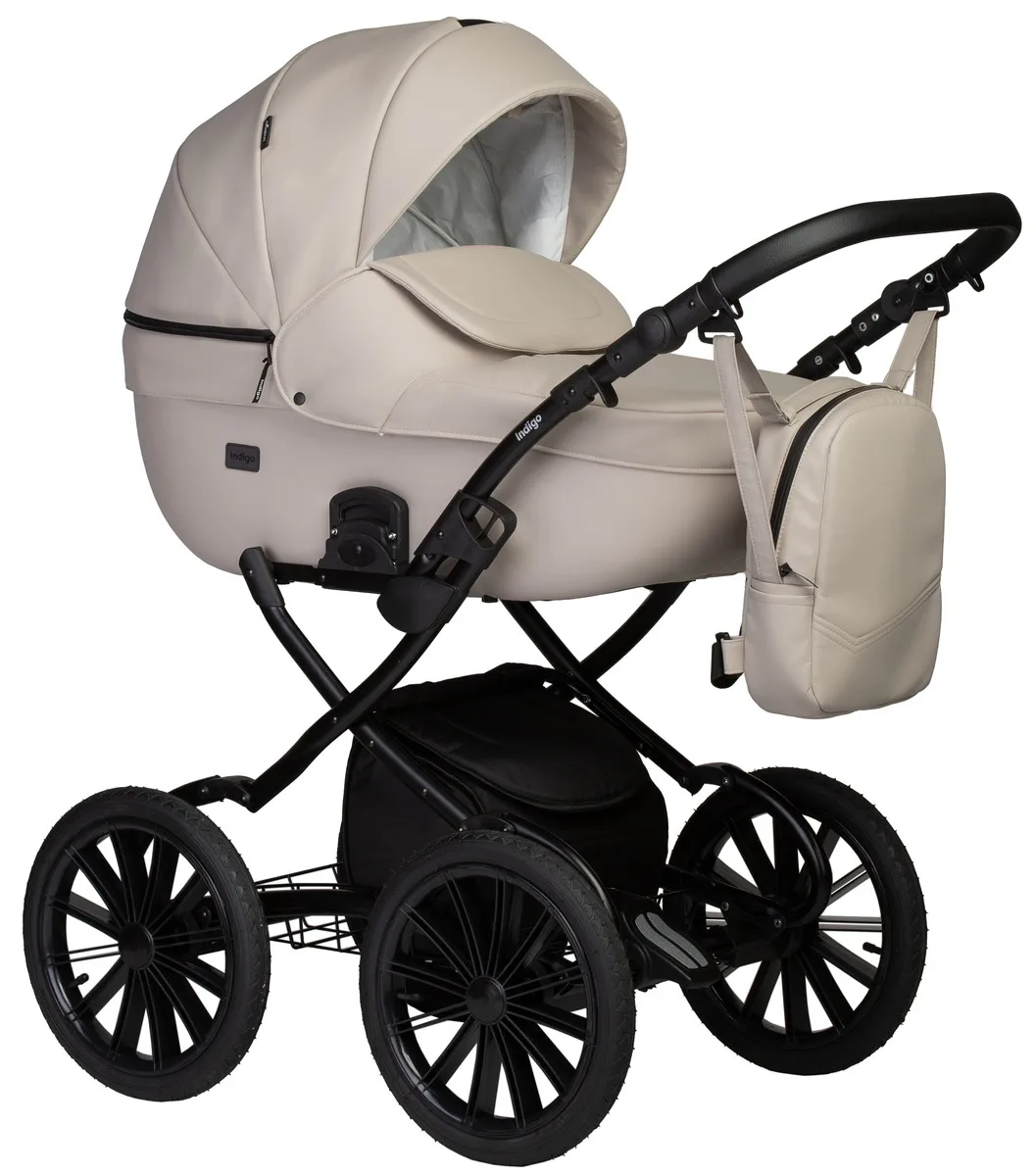 Коляска 2 в 1 Indigo MIO ECO Plus 14 (02 (св.бежевая кожа))