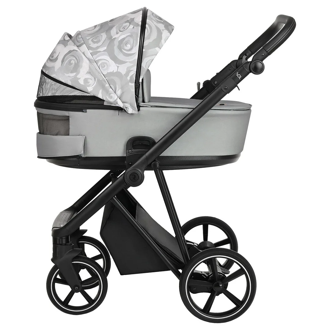 Коляска 2 в 1 Roan Sol Flowers Gray/Black/руч.Черный 47o118zrk89zgpj4j086j3cabhkqc5t5