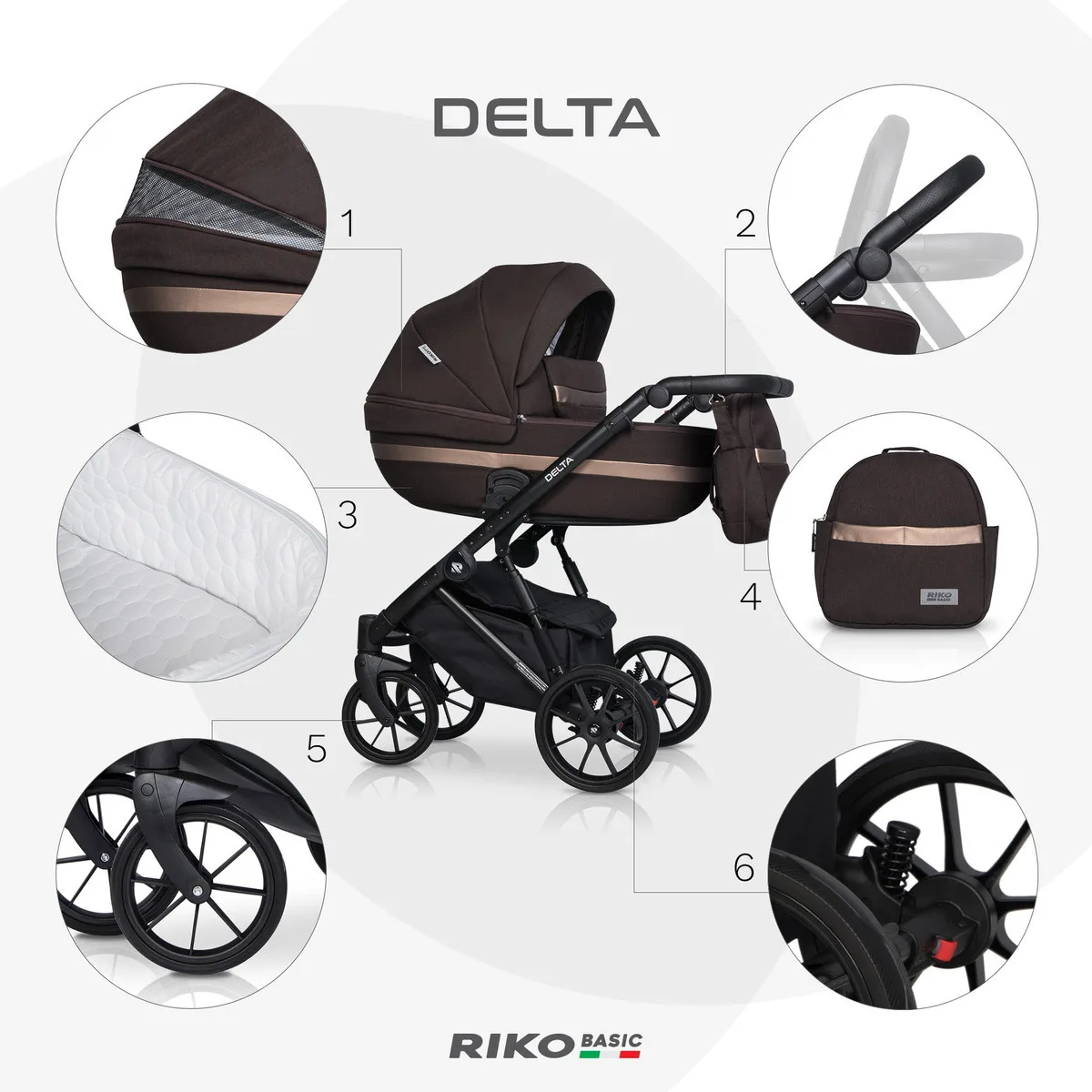 Коляска 3 в 1 RIKO BASIC DELTA 04 Chocolate (темно-коричневый) 1euvuzqh739p2ey4g1yev0hmykk188pb
